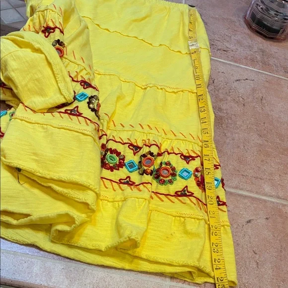 Double D Ranch Vibrant Yellow A-Line Skirt with Floral Embroidery that - Picture 8 of 8